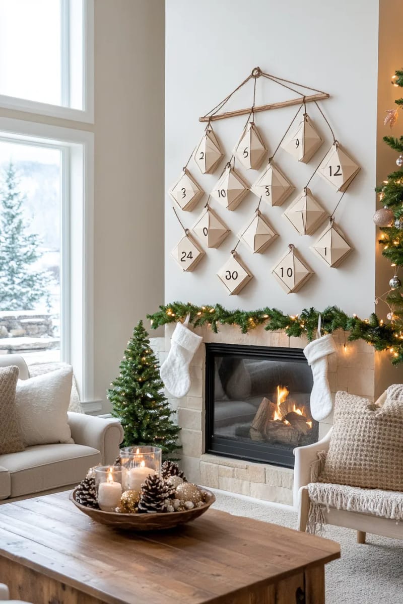 paper gift box advent calendar with unique folded shapes 1