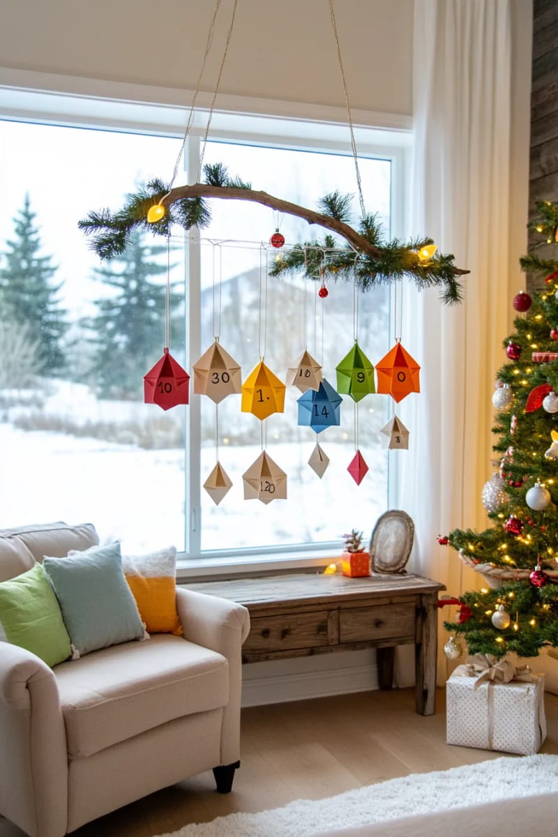 paper gift box advent calendar with unique folded shapes 1