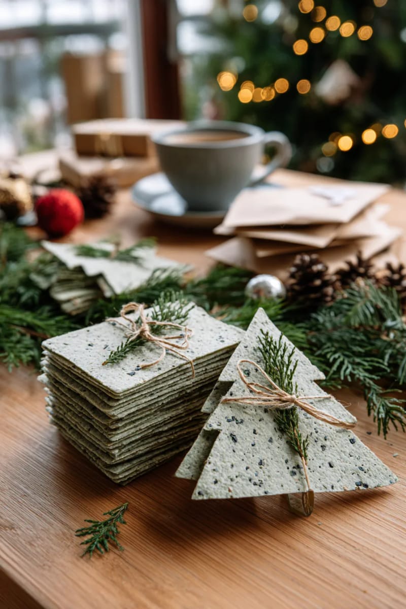 plantable seed paper cards shaped like christmas trees 1