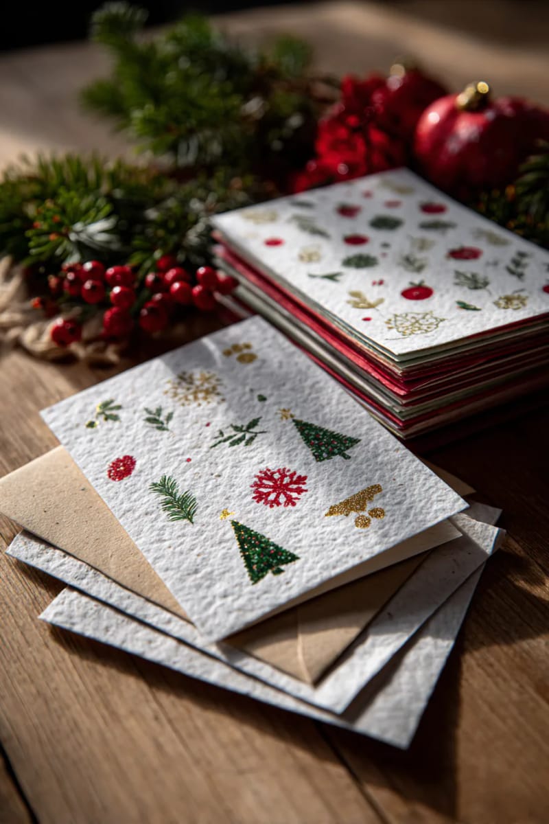 29 Eco-Friendly Christmas Gift Ideas DIY for a Thoughtful Holiday 4 plantable seed paper greeting cards with festive illustrations and biodegradable envelopes 1