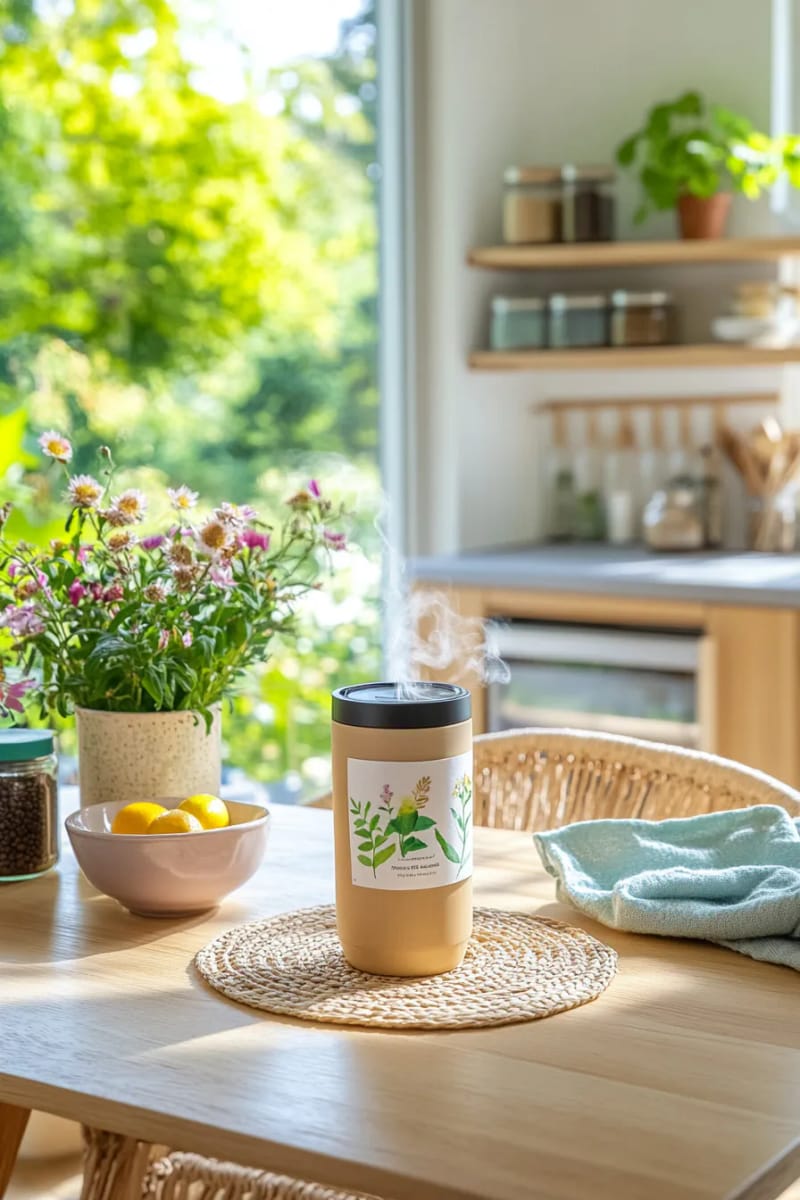 refillable bamboo travel mug paired with fair trade coffee 1