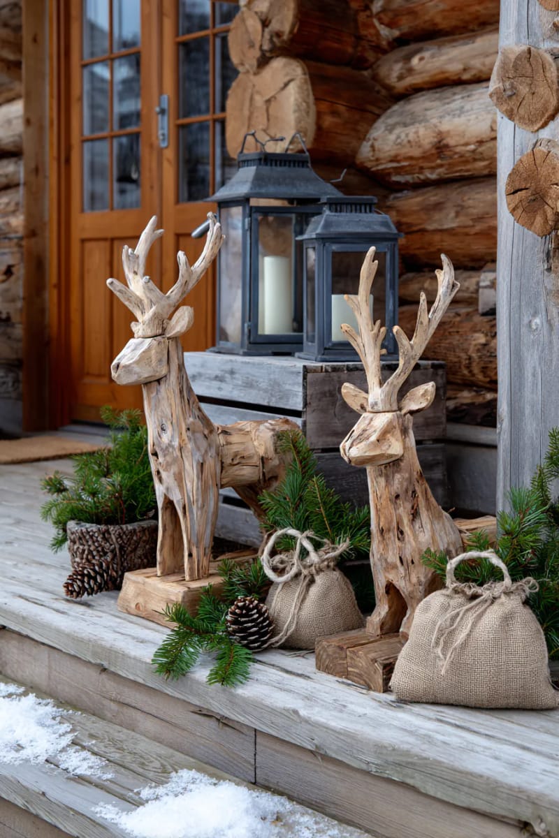 rustic wooden reindeer cutouts for porch or entryway 1