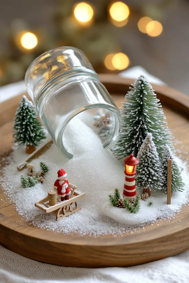29 Upcycled Christmas Crafts For Unique Holiday DIY Projects 64 salt shaker snow scenes for tiny, magical winter displays 1