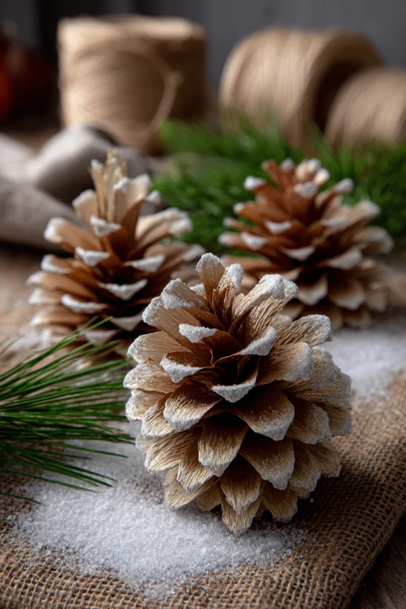 sculpted paper pine cones for rustic country christmas decor 1