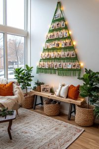 simple wall-mounted string art tree with clothespin photos 55