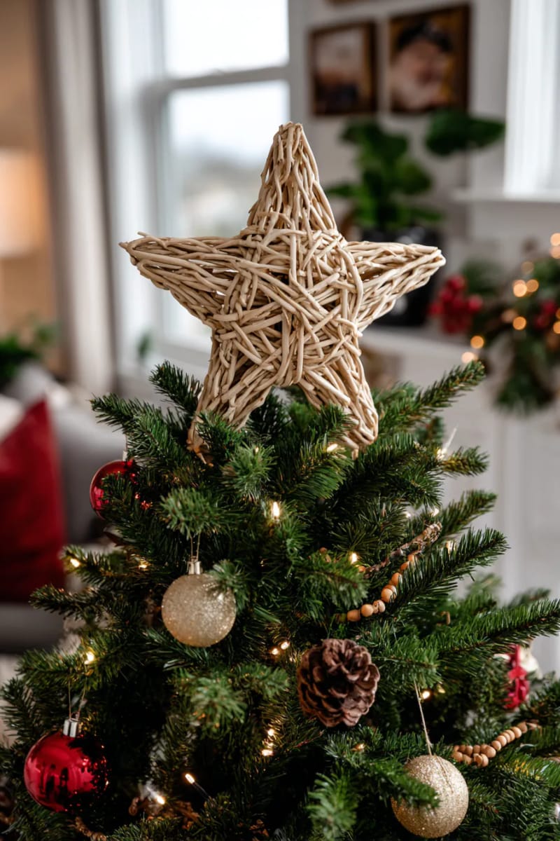 tree toppers crafted from woven rattan or grapevine stars 1