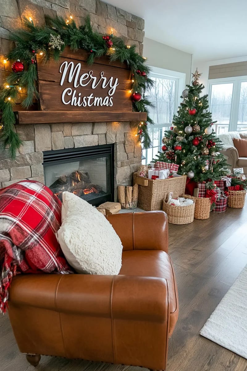 upcycled barn wood sign with hand-painted “merry christmas” 1