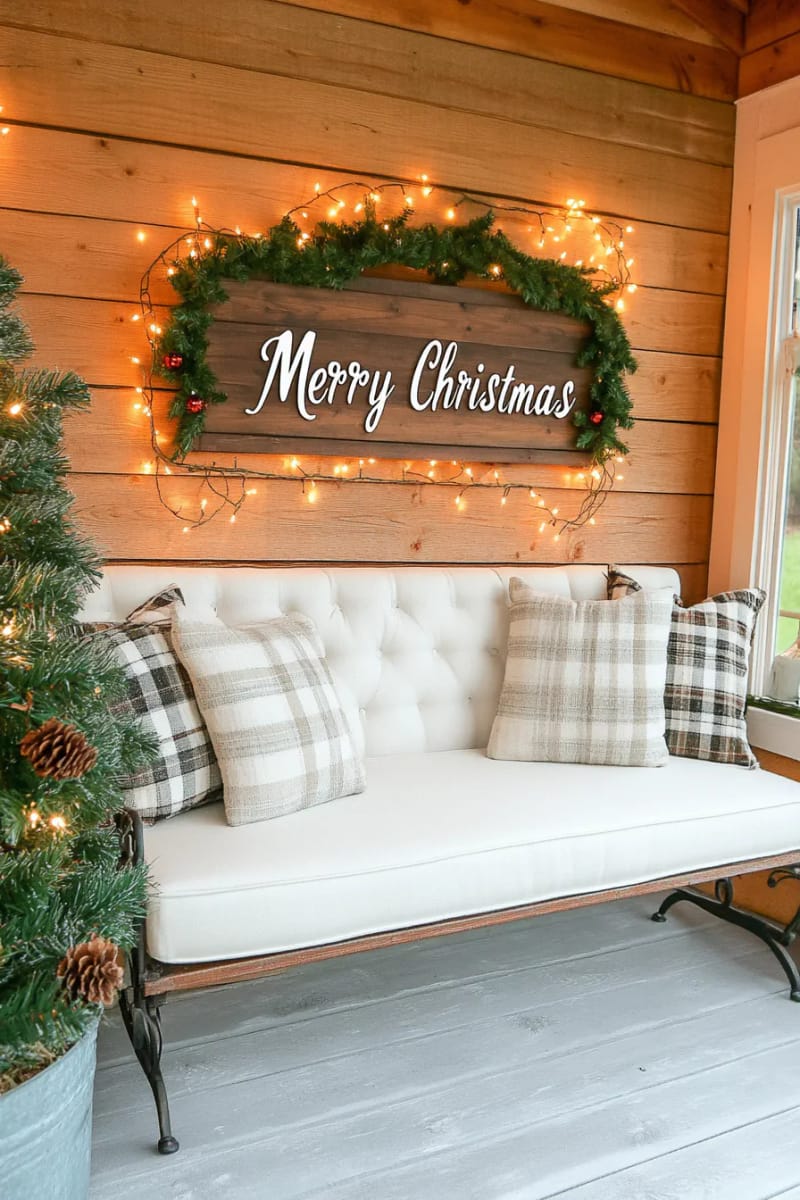 upcycled barn wood sign with hand-painted “merry christmas” 1
