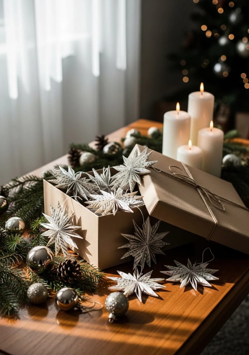 upcycled book page star garlands for zero-waste holiday décor 1