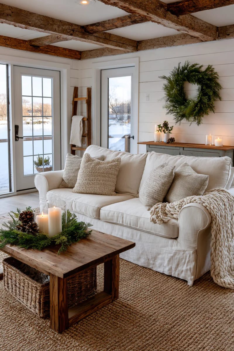 31 Elegant Minimalist Christmas Decor Ideas to Inspire 32 wall-mounted minimalist wreath made from a single pine branch 1