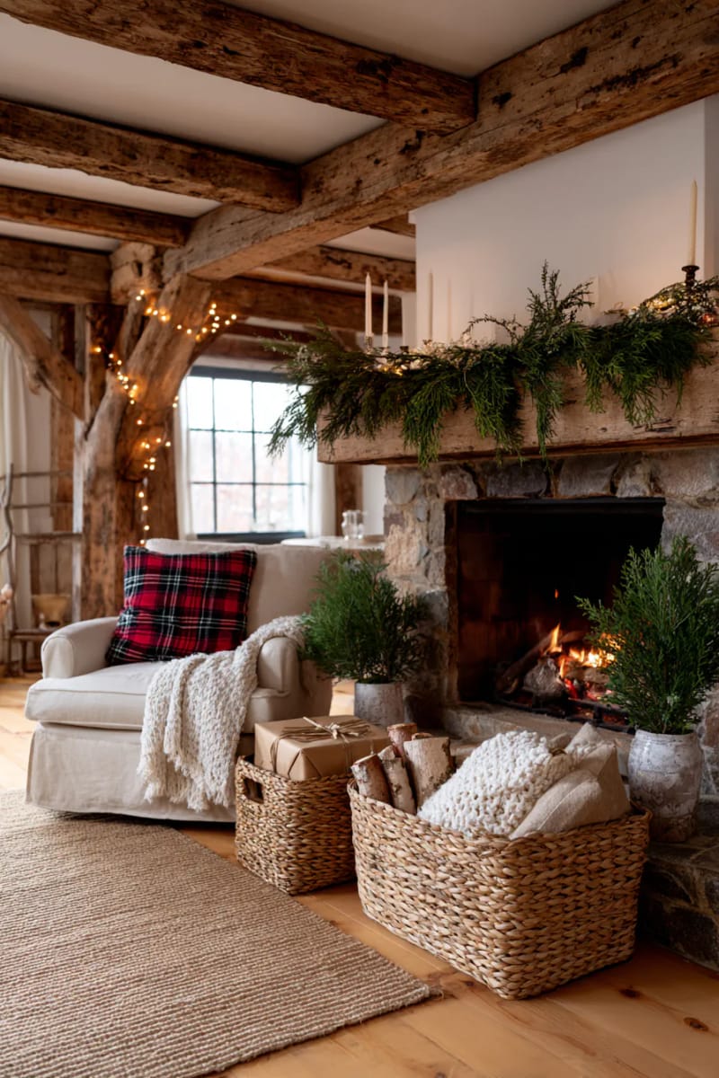 woven baskets holding logs, soft throws, and eco-friendly christmas gifts 1