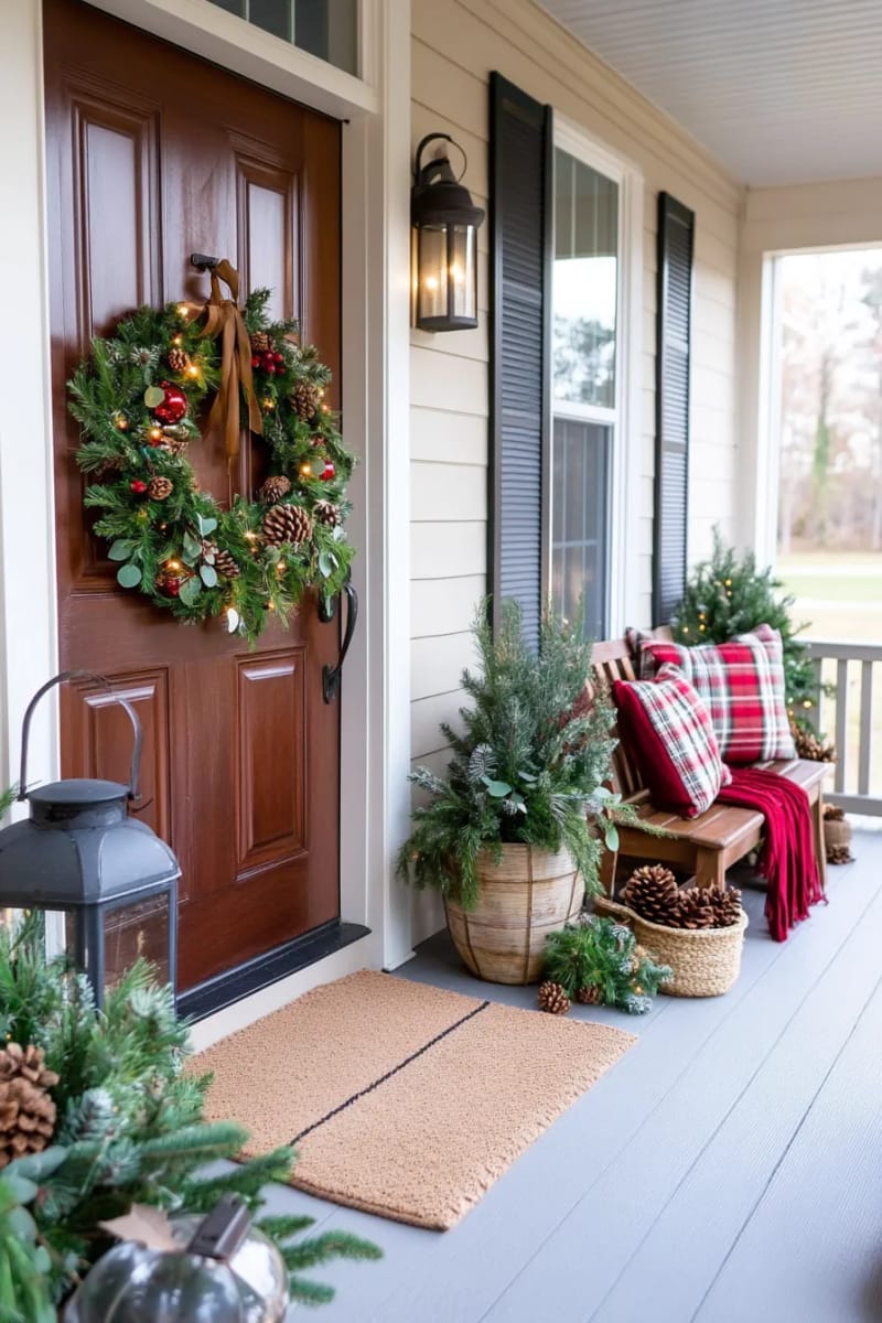 wreaths made from eucalyptus, pine, and preserved seed pods 1