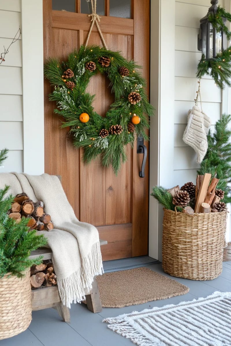 wreaths made from twisted willow branches and pinecones. 1