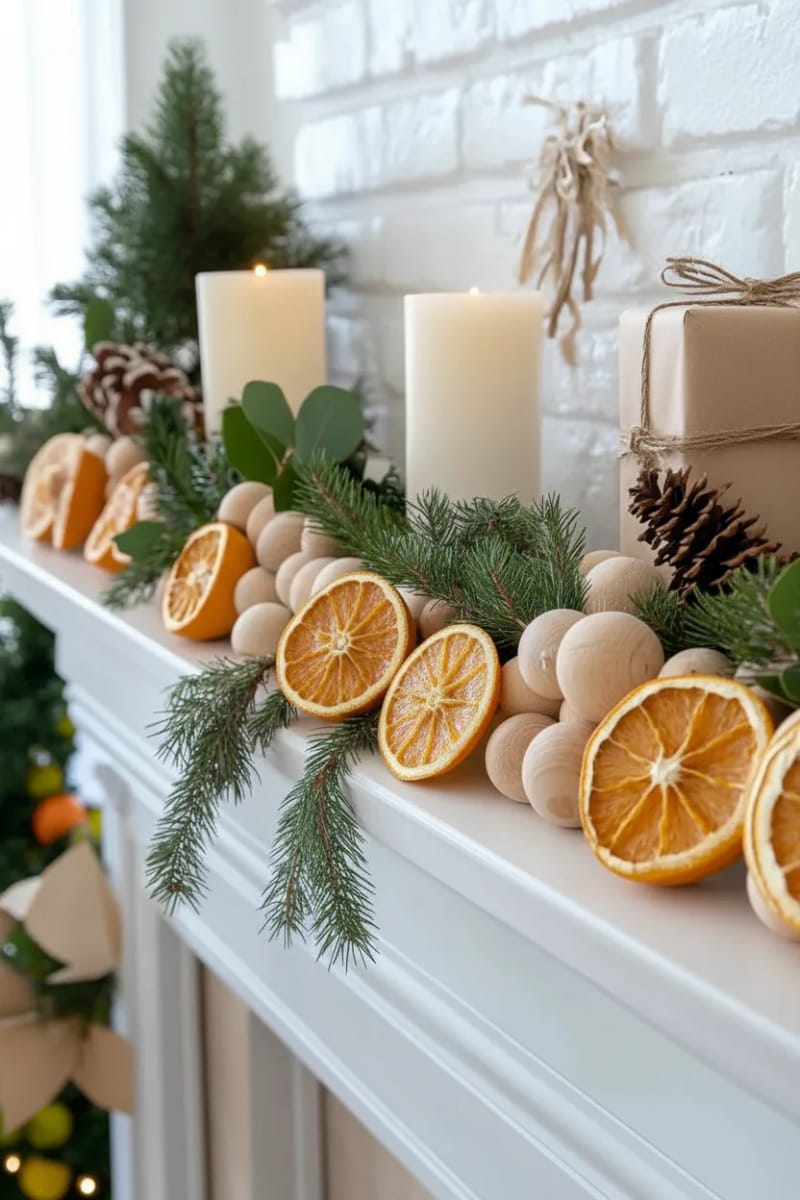 attach dried oranges and dried lemons to a wooden bead garland 1
