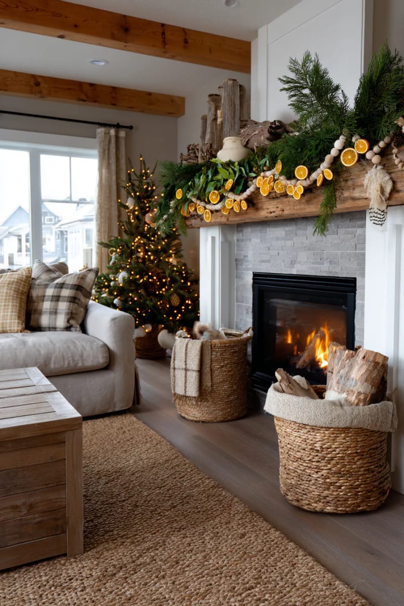 attach dried oranges and dried lemons to a wooden bead garland 1