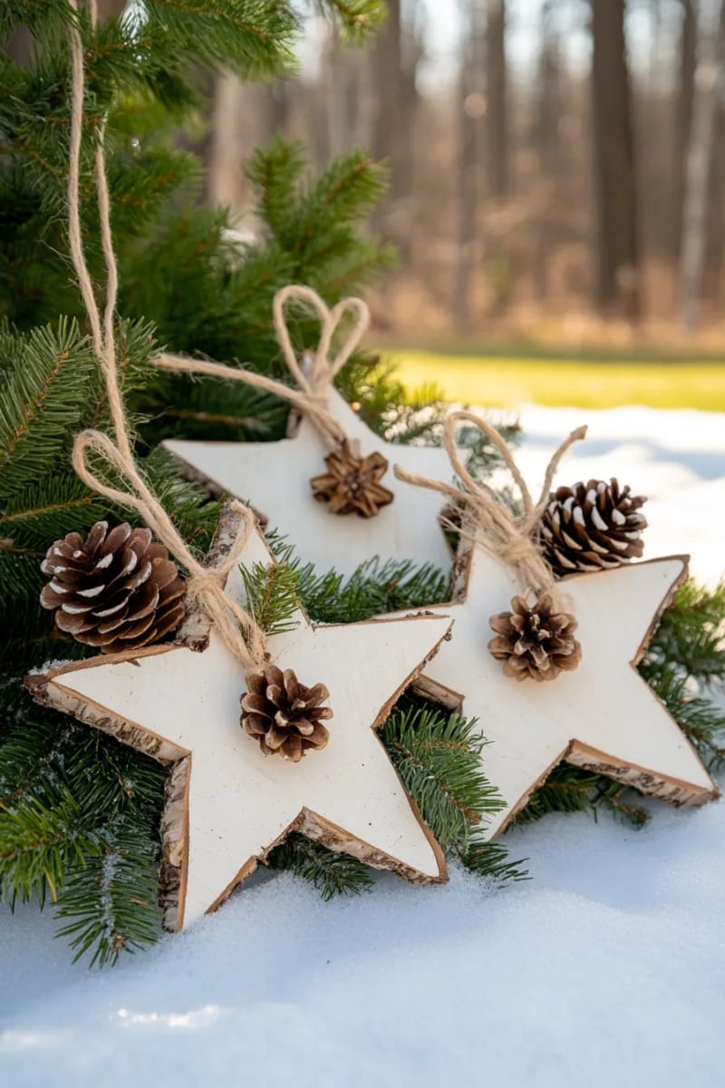 birch branch stars adorned with pine sprigs and tiny pinecones 1