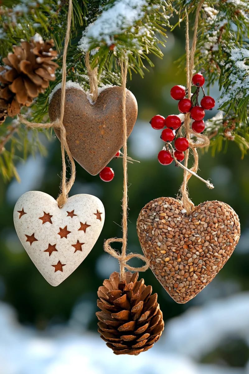 birdseed ornaments shaped like stars and hearts for wildlife-friendly décor 1