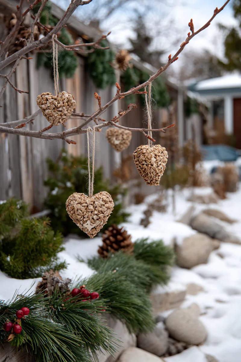 birdseed ornaments shaped like stars and hearts for wildlife-friendly décor 1