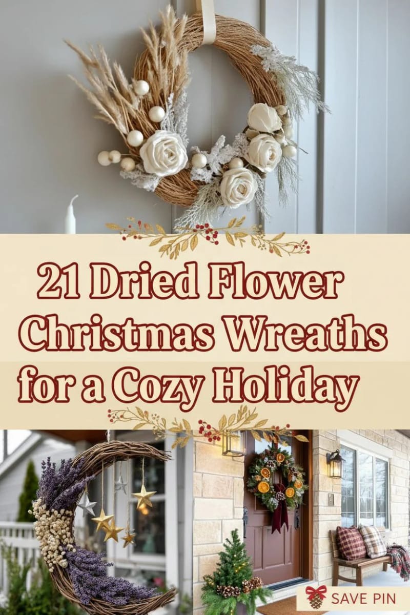 21 Unique Dried Flower Christmas Wreaths for a Cozy Holiday 55 dried flower christmas wreath - Collage 54