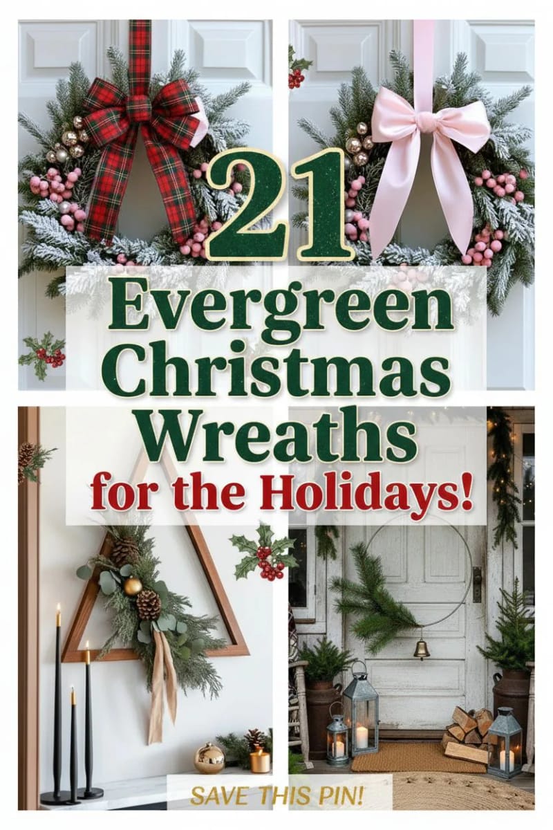 21 Evergreen Christmas Wreaths for Perfect Holidays! 51 evergreen christmas wreath - Collage 50