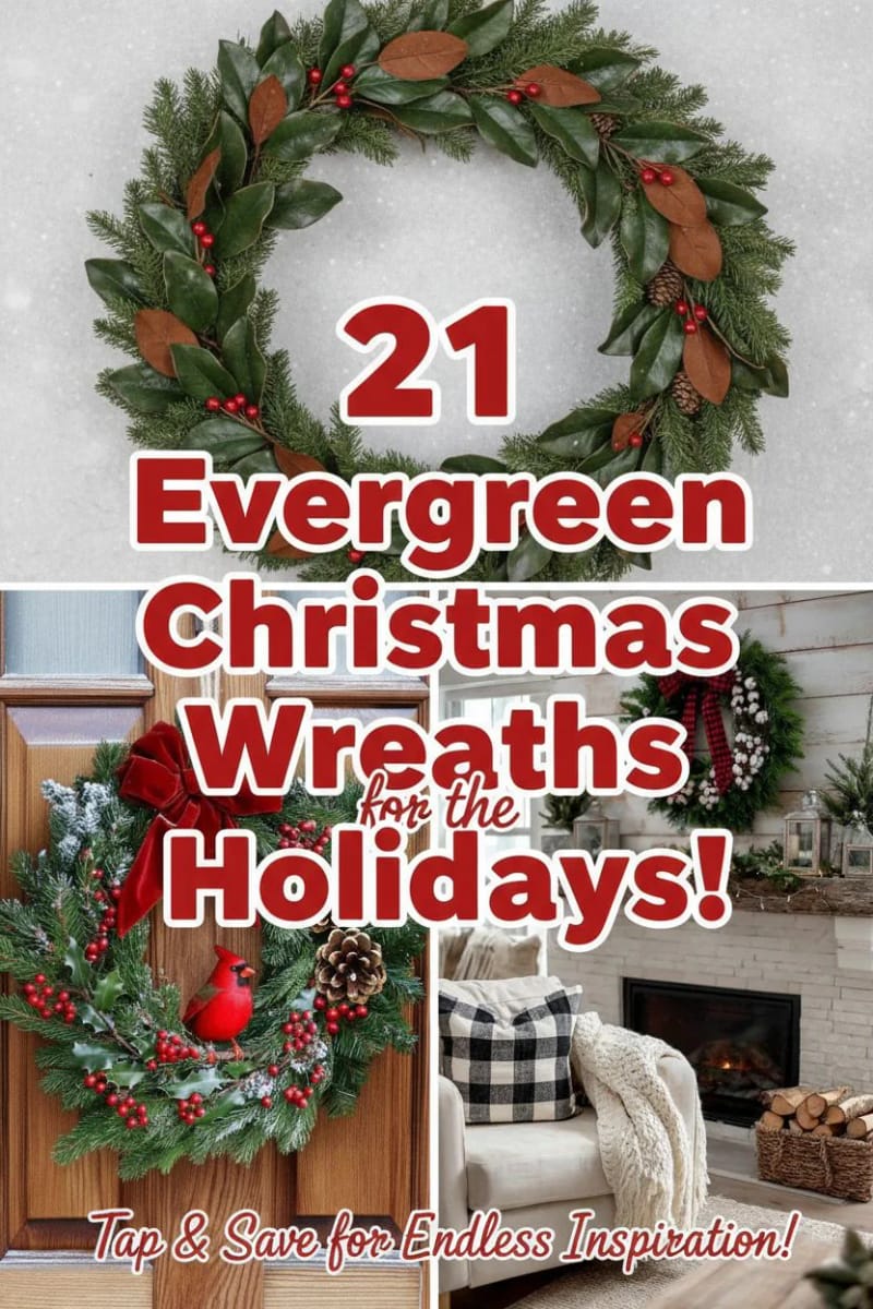 21 Evergreen Christmas Wreaths for Perfect Holidays! 52 evergreen christmas wreath - Collage 51