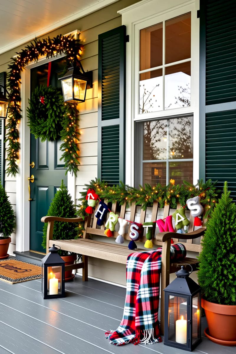 garland with wool-wrapped “merry christmas” letters and tassel ends 1