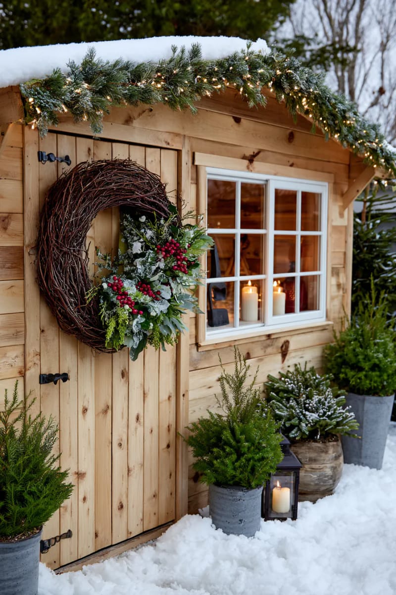 half-and-half wreath: half lush greens, half exposed grapevine, bold statement 1