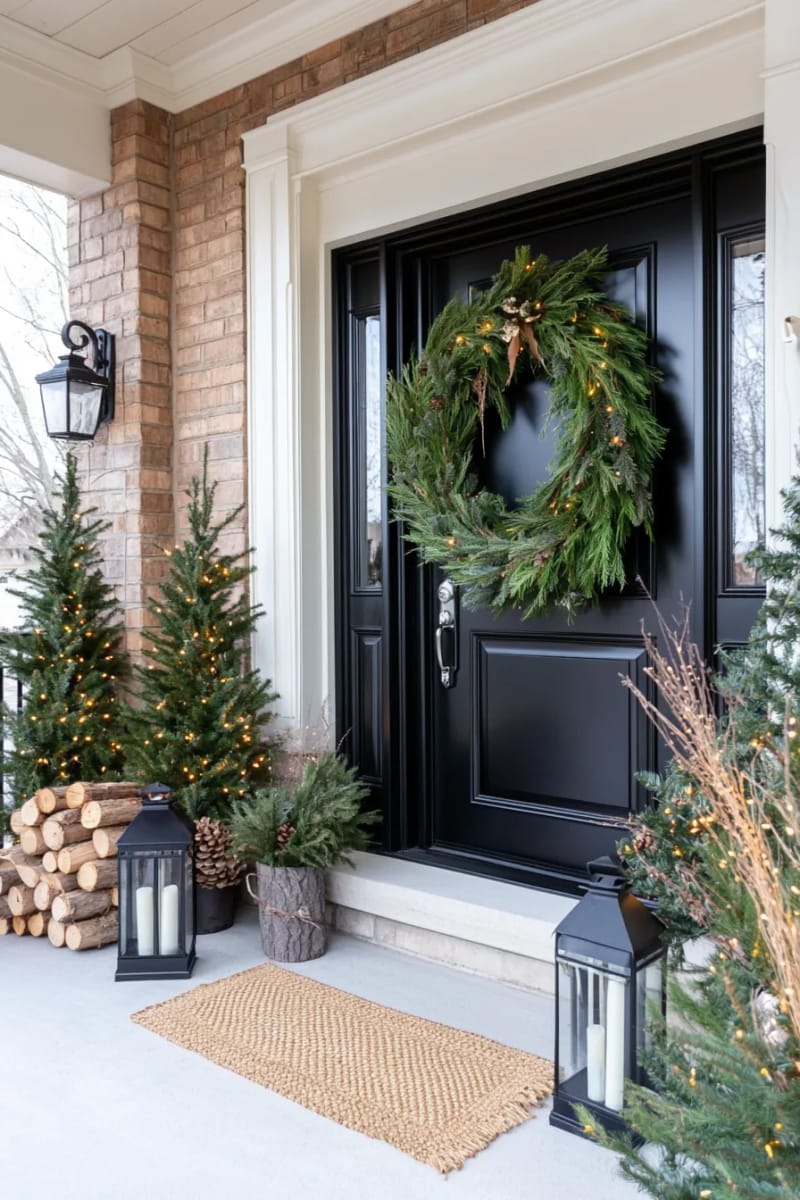 monochrome green wreath with fir, cedar, and cypress for maximal texture 1