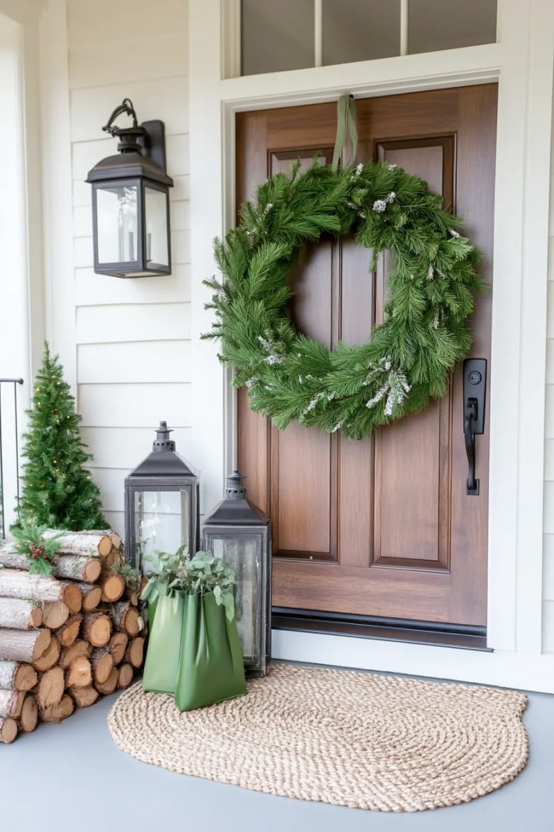 monochrome green wreath with fir, cedar, and cypress for maximal texture 1