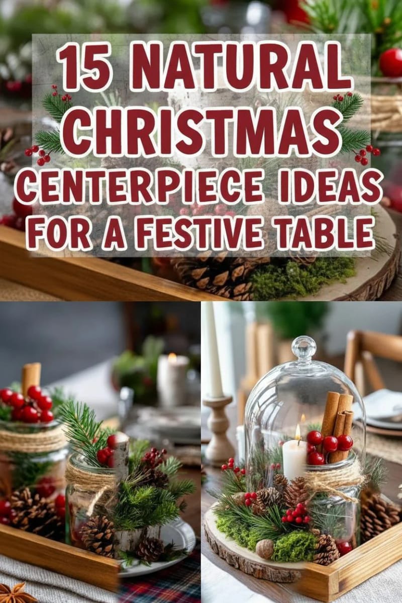 15 Natural Christmas Centerpiece Ideas for a Festive Table 45 natural christmas centerpieces diy - Collage 44