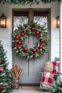 oversized wreath with mixed evergreens, red apples, and cinnamon sticks 21