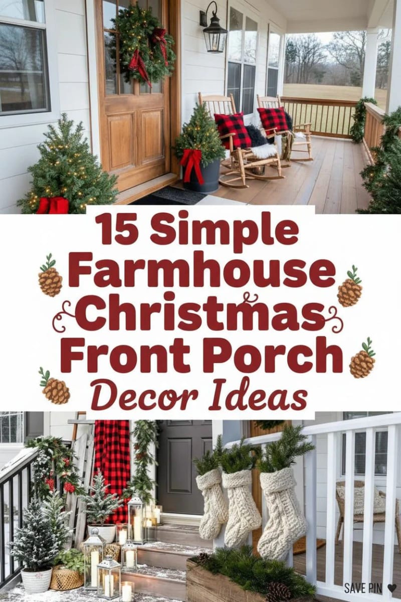 15 Simple Farmhouse Christmas Front Porch Decor Ideas 77 simple front porch christmas decor ideas for farmhouse - Collage 41