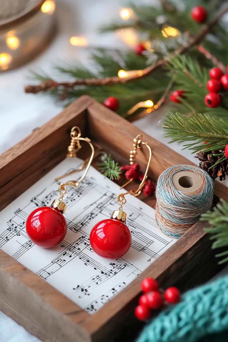 sleigh bell earrings crafted from recycled baubles and vintage chains. 1