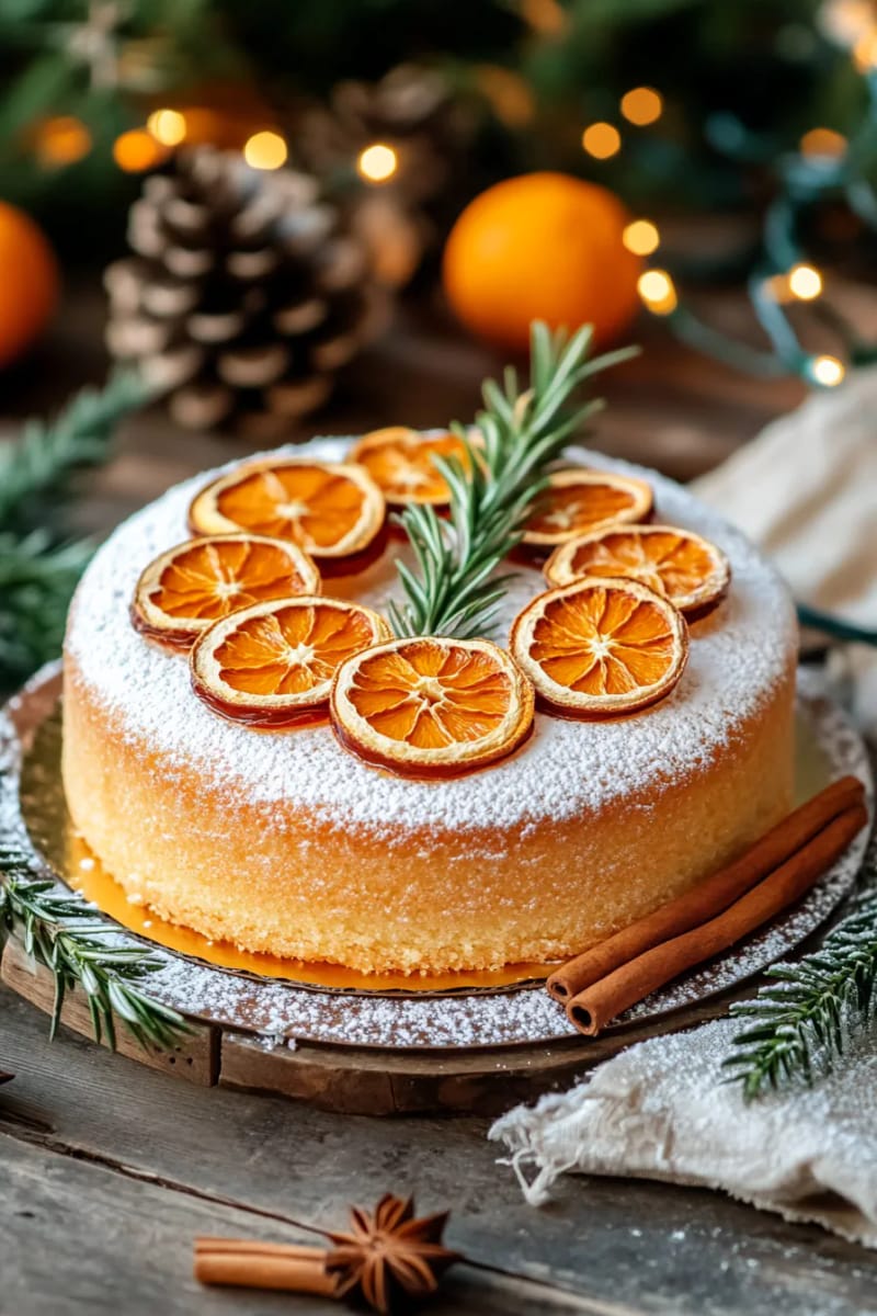 top a christmas cake with a spiral of dried orange rounds 1