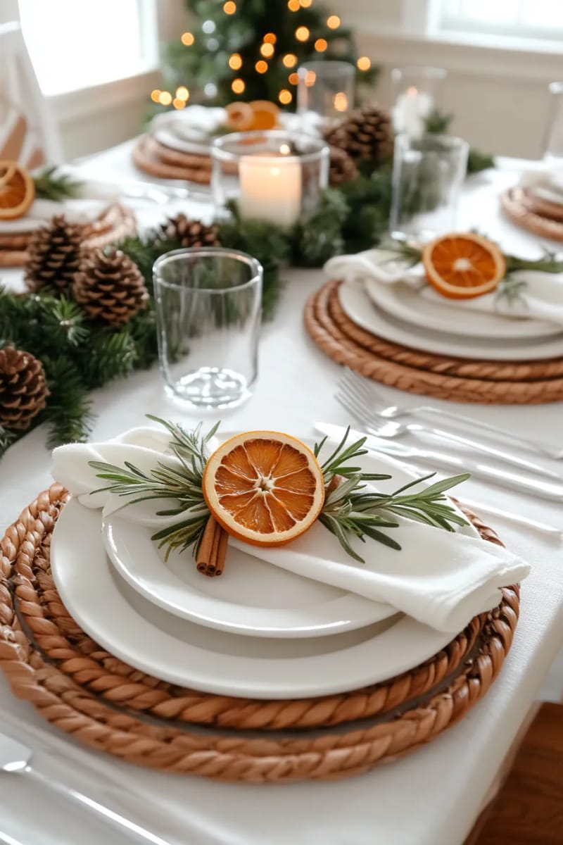 twist dried orange slices into festive napkin rings for the dinner table 1