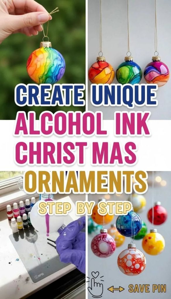Alcohol Ink Christmas Ornaments Easy DIY Holiday Craft