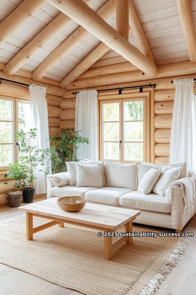 15 Exquisite Log Cabin Interiors to Inspire Your Next Escape 5 scandinavian-inspired whitewashed log walls with minimalist furniture and greenery 1