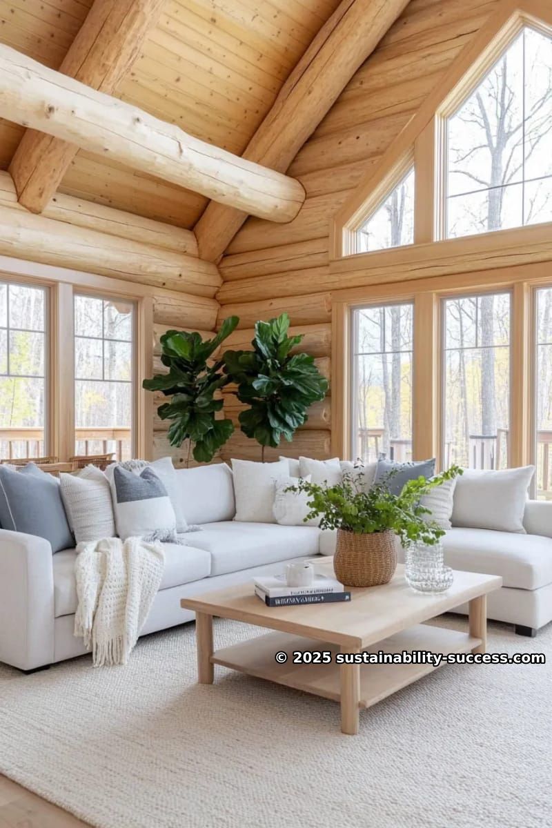 15 Exquisite Log Cabin Interiors to Inspire Your Next Escape 7 scandinavian-inspired whitewashed log walls with minimalist furniture and greenery 1