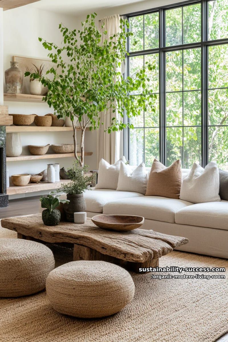 15 Organic Modern Living Room Designs for an Elegant Contemporary Feel 39 anchor the space with a low, platform sofa and sculptural driftwood centerpiece 1
