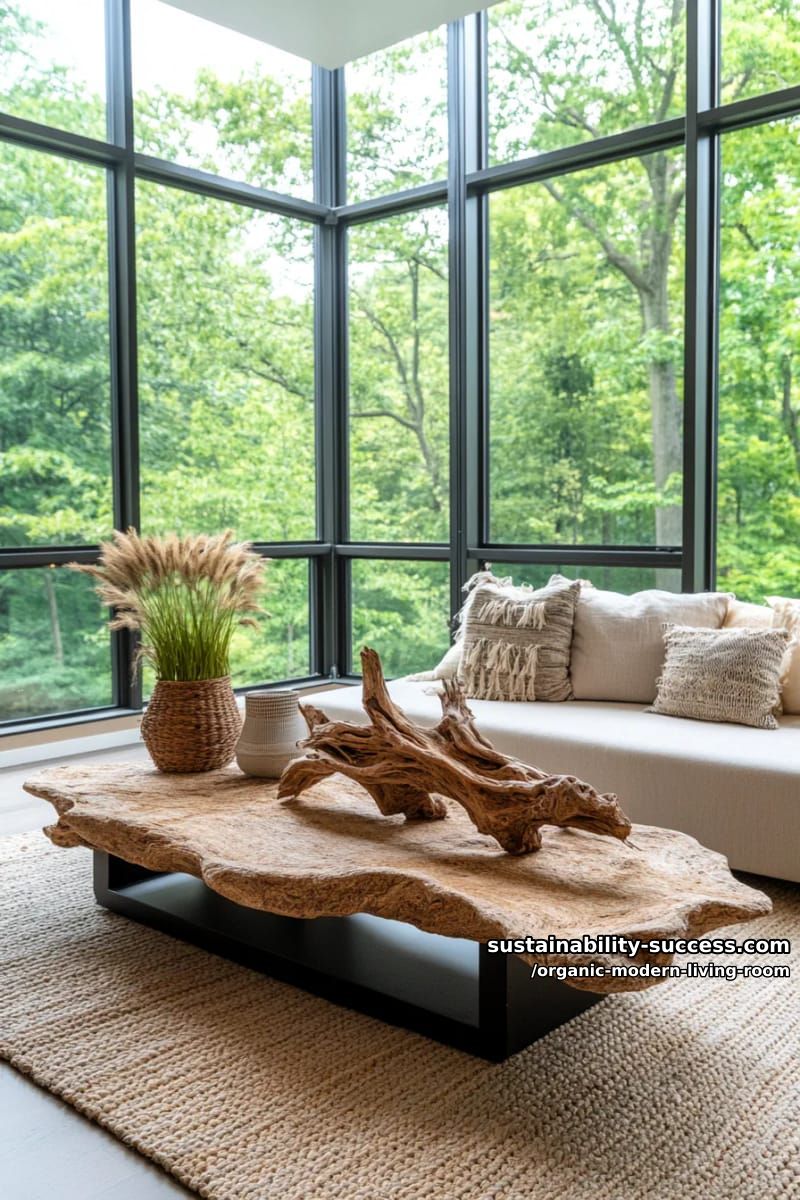 15 Organic Modern Living Room Designs for an Elegant Contemporary Feel 40 anchor the space with a low, platform sofa and sculptural driftwood centerpiece 1