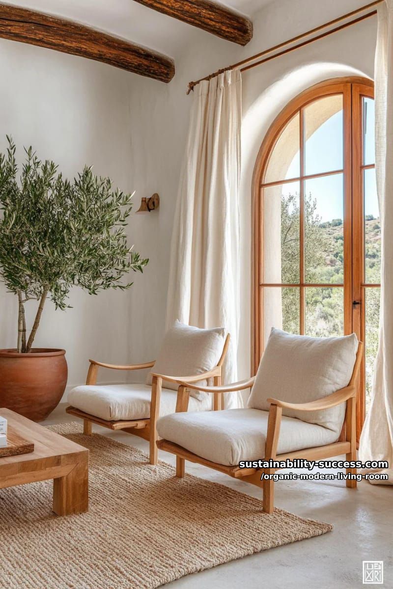 15 Organic Modern Living Room Designs for an Elegant Contemporary Feel 43 blend arched doorways, cane chairs, and layered linen curtains for organic flow 1