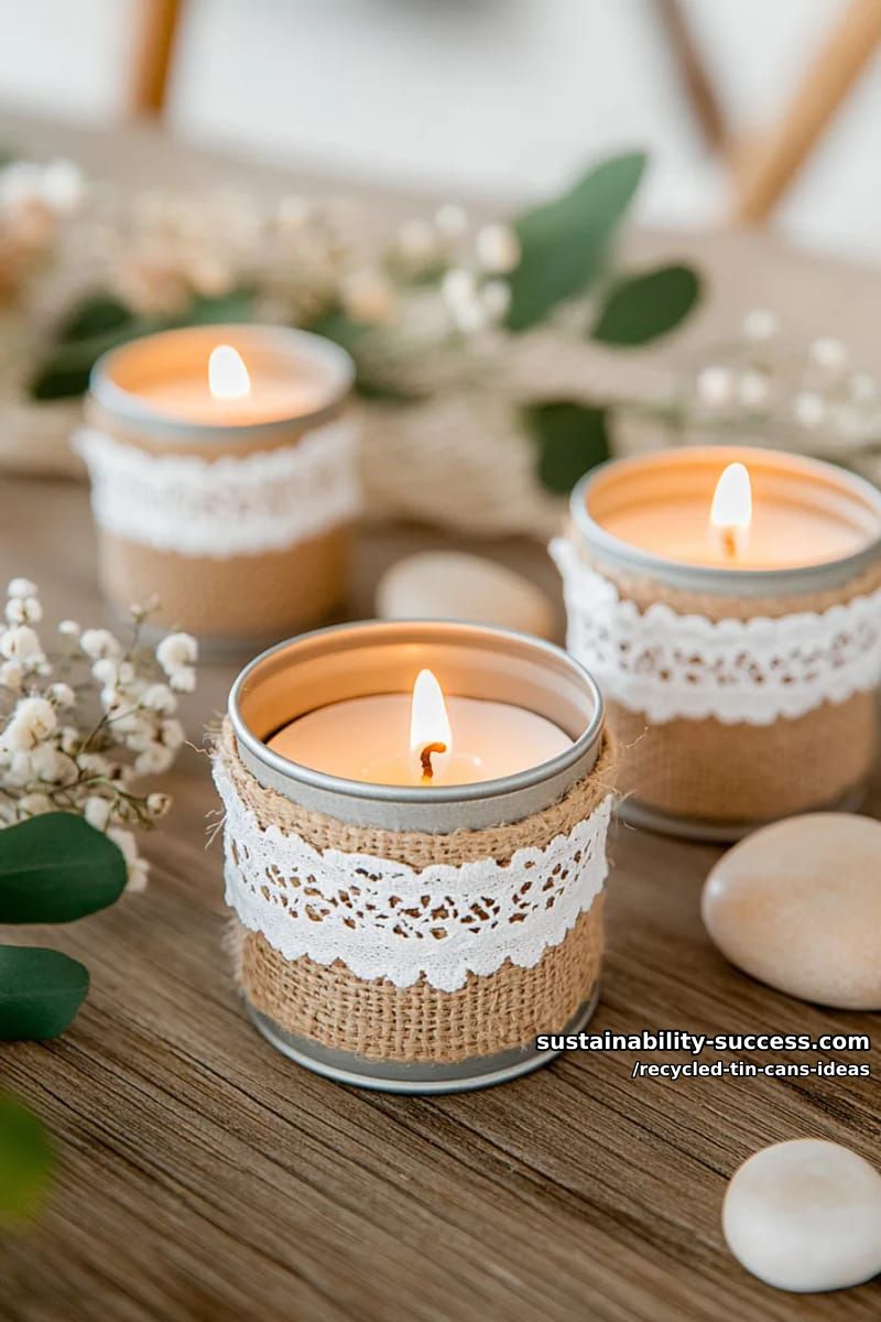 15 Superb Ideas to Upcycle Tin Cans 21 boho candle holders created from tin cans wrapped in jute and lace 1
