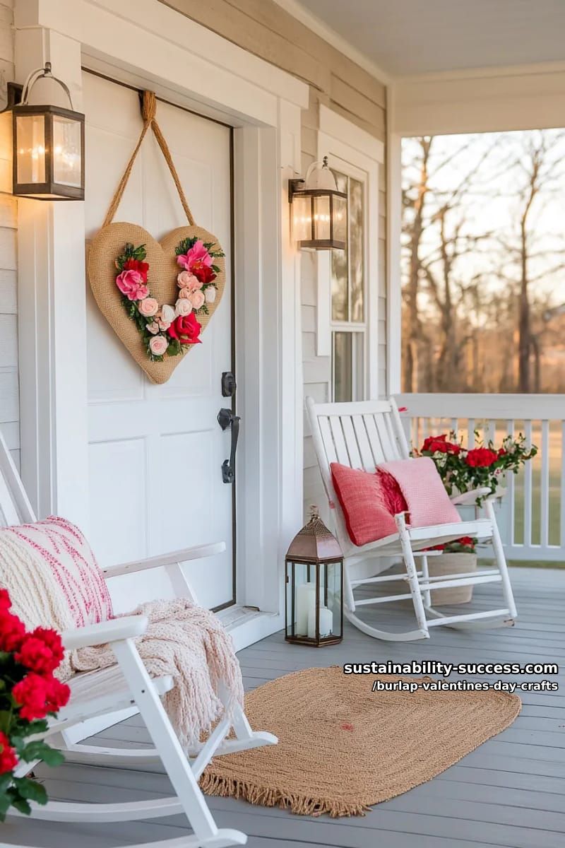 burlap and yarn heart-shaped wreath with floral accents 1