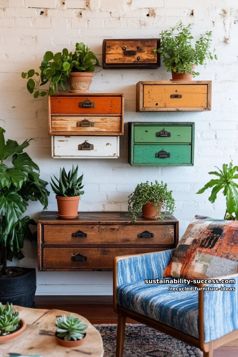 Home Decor 1 classic drawers reimagined as floating wall shelves in geometric clusters 23