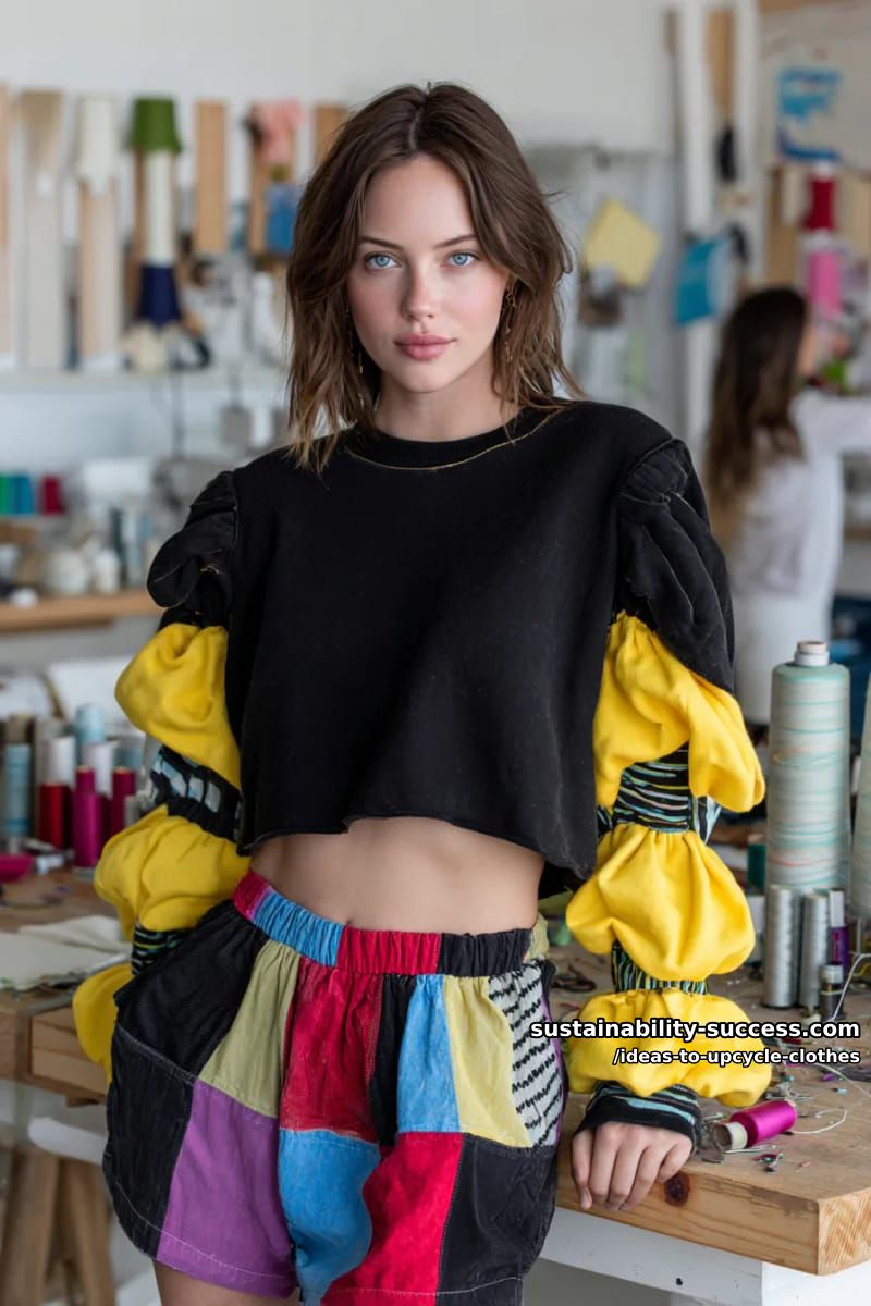 15 Fresh Upcycled Clothing Ideas to Try This Season 19 convert sweatshirts into cropped pullovers with bold statement sleeves. 1
