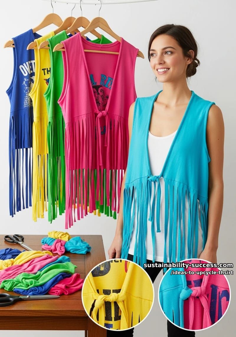 DIY And Crafts 4 cut and tie tees for a festival-ready fringe vest. 32