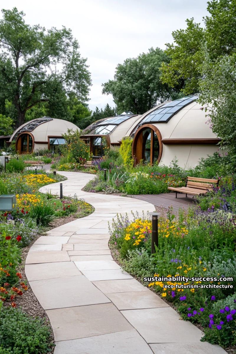 dome-shaped community hubs wrapped in living moss and wildflower walls 1