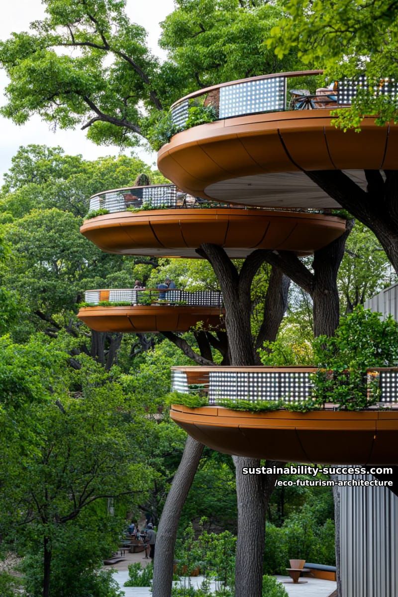 forest canopies transformed into community gathering spaces with light-filtering solar leaves 1