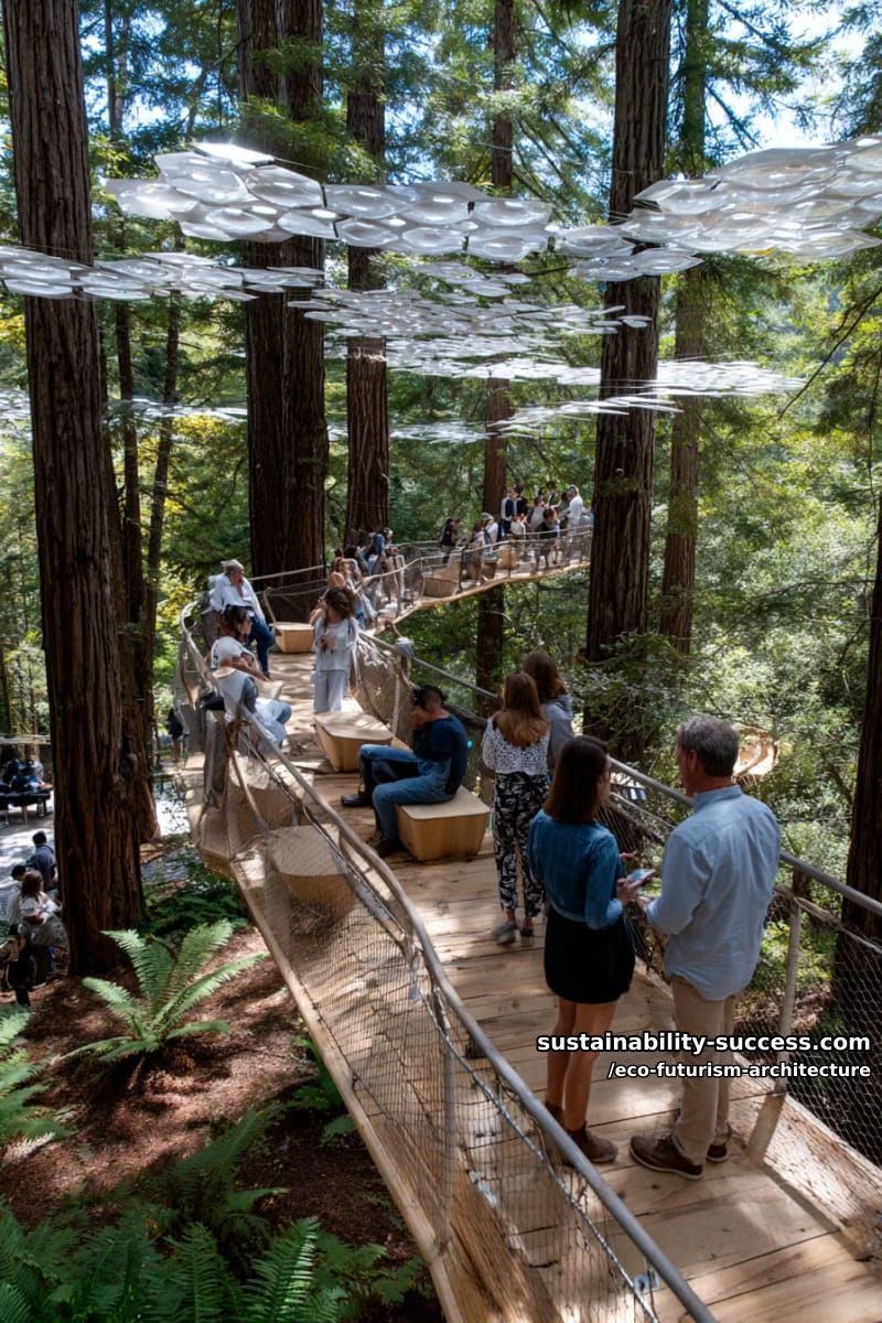 forest canopies transformed into community gathering spaces with light-filtering solar leaves 1