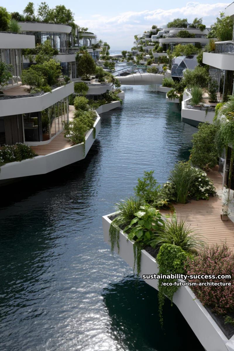 futuristic riverfront villages with amphibious architecture and floating green terraces 1